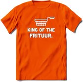 King Of The Frituur - Snack T-Shirt | Grappig Verjaardag Kleding Cadeau | Eten En Snoep Shirt | Dames - Heren - Unisex Tshirt | - Oranje - 3XL