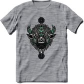 Bizon - Dieren Mandala T-Shirt | Aqua | Grappig Verjaardag Zentangle Dierenkop Cadeau Shirt | Dames - Heren - Unisex | Wildlife Tshirt Kleding Kado | - Donker Grijs - Gemaleerd - S
