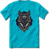 Vos - Dieren Mandala T-Shirt | Donkerblauw | Grappig Verjaardag Zentangle Dierenkop Cadeau Shirt | Dames - Heren - Unisex | Wildlife Tshirt Kleding Kado | - Blauw - 3XL