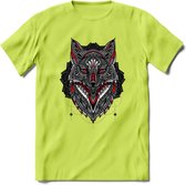 Vos - Dieren Mandala T-Shirt | Rood | Grappig Verjaardag Zentangle Dierenkop Cadeau Shirt | Dames - Heren - Unisex | Wildlife Tshirt Kleding Kado | - Groen - XL