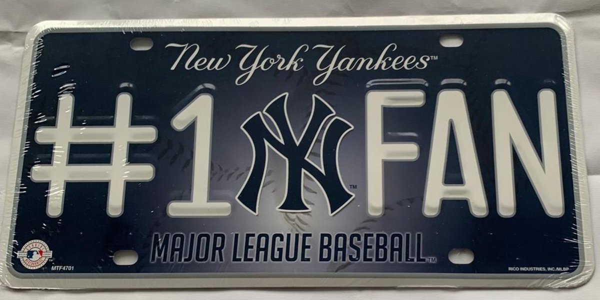 New York Yankees - MLB - Baseball - Honkbal - Wall decor - #1 Fan - Metalen kentekenplaat VS - Metal license Plate USA - Rico