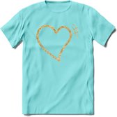 Valentijn Goud Hart T-Shirt | Grappig Valentijnsdag Cadeautje voor Hem en Haar | Dames - Heren - Unisex | Kleding Cadeau | - Licht Blauw - XXL