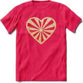 Valentijn Goud Hart T-Shirt | Grappig Valentijnsdag Cadeautje voor Hem en Haar | Dames - Heren - Unisex | Kleding Cadeau | - Roze - M