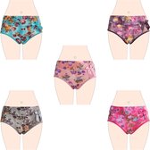 Dames slips Fine Woman 4 pack bloem 3 kleuren XL