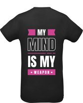 Chemise de sport Huurdies | Mon esprit est mon arme| taille XL| Couleur d'impression rose | chemise noire
