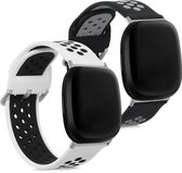 kwmobile 2x armband voor Fitbit Versa 3 / Sense - Bandjes voor fitnesstracker in wit / zwart / zwart / grijs