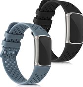 kwmobile 2x armband voor Fitbit Charge 5 - Bandjes voor fitnesstracker in zwart / blauwgroen