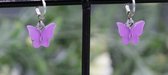 Bubbels Sieraden handgemaakte oorbellen vlinder paars zilverkleurig - 015