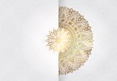 Behangpapier Mandala XXL – Fotobehang Geometrisch patroon – 368 x 254 cm – Wit Geelgoud