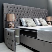 Boxspring met opbergruimte ▶ 160x200 cm compleet| Marbella XXL opbergbed ➕ 2x Nachtkastjes inclusief ❗ Velvet grijs ▶ AANBIEDING - SALE - SOLDEN