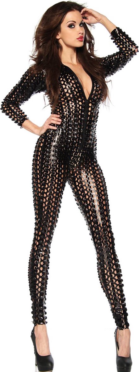 Goedkoopste Wetlook SM See True Jumpsuit Black - Mooi design - Hoogwaardige kwaliteit - See true - Sexspelletjes voor mannen en vrouwen - Spandex - Spannend voor koppels - Wetlook - Erotische kleding - Lingerie erotisch - Lingerie body sexy - Erotiek