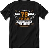 78 Jaar Legend T-Shirt | Goud - Wit | Grappig Verjaardag en Feest Cadeau Shirt | Dames - Heren - Unisex | Tshirt Kleding Kado | - Zwart - L