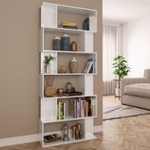 Decoways - Boekenkast/kamerscherm 80x24x192 cm spaanplaat hoogglans wit