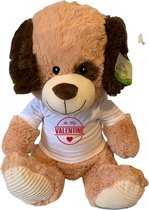 Mega grote knuffel beer 65 cm Be My Valentine met wit shirtje | Valentijn cadeau vrouw man | Valentijnsdag voor mannen vrouwen | Valentijn cadeautje voor hem haar | knuffelbeer | teddybeer | 