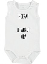 Baby Rompertje met tekst 'Hoera je wordt opa ' | mouwloos l | wit zwart | maat 62/68 | cadeau | Kraamcadeau | Kraamkado