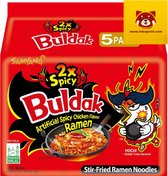 Samyang Artificial Spicy Chicken Flavor Ramen Buldak - 2x Spicy Noedels - 5 x 130 gram