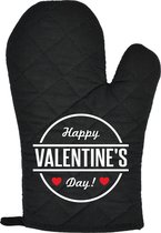 Gant de cuisine noir Happy Valentine's Day | Cadeau Saint Valentin femme mari | Saint Valentin pour hommes femmes | Cadeau de Saint Valentin pour lui elle