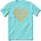 Valentijn Goud Hart T-Shirt | Grappig Valentijnsdag Cadeautje voor Hem en Haar | Dames - Heren - Unisex | Kleding Cadeau | - Licht Blauw - XXL