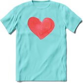 Valentijn Pastel waterverf Hart T-Shirt | Grappig Valentijnsdag Cadeautje voor Hem en Haar | Dames - Heren - Unisex | Kleding Cadeau | - Licht Blauw - S