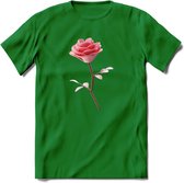 Valentijn roos Hart T-Shirt | Grappig Valentijnsdag Cadeautje voor Hem en Haar | Dames - Heren - Unisex | Kleding Cadeau | - Donker Groen - XL