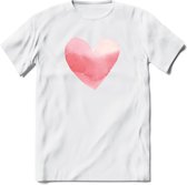 Valentijn Pastel waterverf Hart T-Shirt | Grappig Valentijnsdag Cadeautje voor Hem en Haar | Dames - Heren - Unisex | Kleding Cadeau | - Wit - S