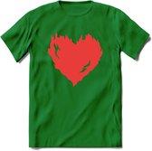 Valentijn Hart T-Shirt | Grappig Valentijnsdag Cadeautje voor Hem en Haar | Dames - Heren - Unisex | Kleding Cadeau | - Donker Groen - L