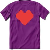 Valentijn Hart T-Shirt | Grappig Valentijnsdag Cadeautje voor Hem en Haar | Dames - Heren - Unisex | Kleding Cadeau | - Paars - XXL