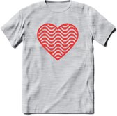 Valentijn Hart T-Shirt | Grappig Valentijnsdag Cadeautje voor Hem en Haar | Dames - Heren - Unisex | Kleding Cadeau | - Licht Grijs - Gemaleerd - S