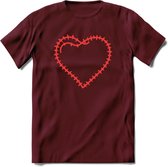 Valentijn Hart T-Shirt | Grappig Valentijnsdag Cadeautje voor Hem en Haar | Dames - Heren - Unisex | Kleding Cadeau | - Burgundy - XL