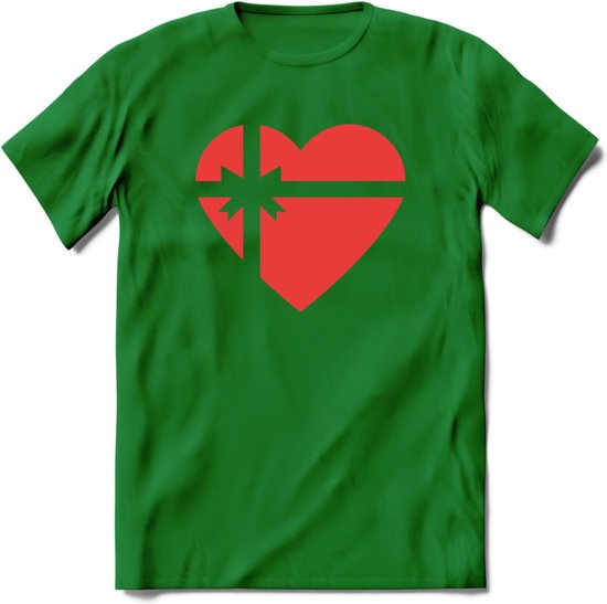 Valentijn Hart T-Shirt | Grappig Valentijnsdag Cadeautje voor Hem en Haar | Dames - Heren - Unisex | Kleding Cadeau | - Donker Groen - S