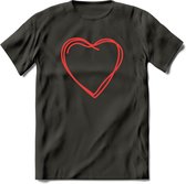 Valentijn Hart T-Shirt | Grappig Valentijnsdag Cadeautje voor Hem en Haar | Dames - Heren - Unisex | Kleding Cadeau | - Donker Grijs - 3XL