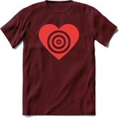 Valentijn Hart T-Shirt | Grappig Valentijnsdag Cadeautje voor Hem en Haar | Dames - Heren - Unisex | Kleding Cadeau | - Burgundy - M