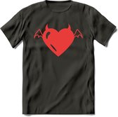 Valentijn Hart T-Shirt | Grappig Valentijnsdag Cadeautje voor Hem en Haar | Dames - Heren - Unisex | Kleding Cadeau | - Donker Grijs - XXL