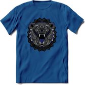 Beer - Dieren Mandala T-Shirt | Donkerblauw | Grappig Verjaardag Zentangle Dierenkop Cadeau Shirt | Dames - Heren - Unisex | Wildlife Tshirt Kleding Kado | - Donker Blauw - XXL