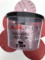 Carfit velcro schuurschijven - P320 - klittenband - red film - multiholes