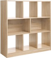 kubusplank, bodemplank, met open vakken, voor woonkamer, studeerkamer, kinderkamer, kantoor, als ruimteverdeler, 97,5 x 30 x 100 cm, eiken kleur LBC52NL