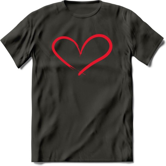 Valentijn Hart T-Shirt | Grappig Valentijnsdag Cadeautje voor Hem en Haar | Dames - Heren - Unisex | Kleding Cadeau | - Donker Grijs - M