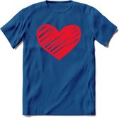 Valentijn Hart T-Shirt | Grappig Valentijnsdag Cadeautje voor Hem en Haar | Dames - Heren - Unisex | Kleding Cadeau | - Donker Blauw - M