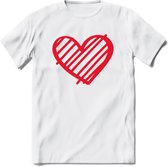 Valentijn Hart T-Shirt | Grappig Valentijnsdag Cadeautje voor Hem en Haar | Dames - Heren - Unisex | Kleding Cadeau | - Wit - XXL