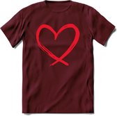 Valentijn Hart T-Shirt | Grappig Valentijnsdag Cadeautje voor Hem en Haar | Dames - Heren - Unisex | Kleding Cadeau | - Burgundy - XXL