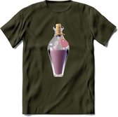 Valentijn love potion T-Shirt | Grappig Valentijnsdag Cadeautje voor Hem en Haar | Dames - Heren - Unisex | Kleding Cadeau | - Leger Groen - L