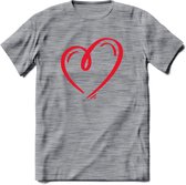 Valentijn Hart T-Shirt | Grappig Valentijnsdag Cadeautje voor Hem en Haar | Dames - Heren - Unisex | Kleding Cadeau | - Donker Grijs - Gemaleerd - XXL