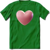 Valentijn Hart T-Shirt | Grappig Valentijnsdag Cadeautje voor Hem en Haar | Dames - Heren - Unisex | Kleding Cadeau | - Donker Groen - M