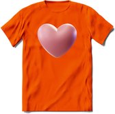 Valentijn Hart T-Shirt | Grappig Valentijnsdag Cadeautje voor Hem en Haar | Dames - Heren - Unisex | Kleding Cadeau | - Oranje - S