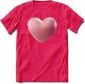 Valentijn Hart T-Shirt | Grappig Valentijnsdag Cadeautje voor Hem en Haar | Dames - Heren - Unisex | Kleding Cadeau | - Roze - L