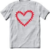 Valentijn Hart T-Shirt | Grappig Valentijnsdag Cadeautje voor Hem en Haar | Dames - Heren - Unisex | Kleding Cadeau | - Licht Grijs - Gemaleerd - XL