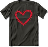 Valentijn Hart T-Shirt | Grappig Valentijnsdag Cadeautje voor Hem en Haar | Dames - Heren - Unisex | Kleding Cadeau | - Donker Grijs - M