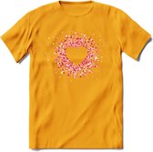 Valentijn Hart T-Shirt | Grappig Valentijnsdag Cadeautje voor Hem en Haar | Dames - Heren - Unisex | Kleding Cadeau | - Geel - L