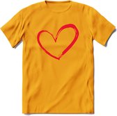 Valentijn Hart T-Shirt | Grappig Valentijnsdag Cadeautje voor Hem en Haar | Dames - Heren - Unisex | Kleding Cadeau | - Geel - S