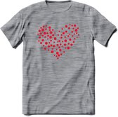 Valentijn Hart T-Shirt | Grappig Valentijnsdag Cadeautje voor Hem en Haar | Dames - Heren - Unisex | Kleding Cadeau | - Donker Grijs - Gemaleerd - L
